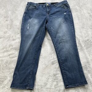 Democracy Women's Dark Blue Distressed Straight Jeans